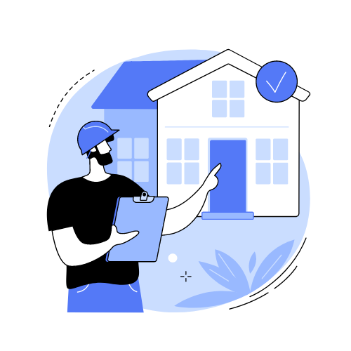 A man pointing to a house